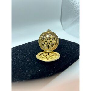 Vintage Locket Fragrance Pomander with Open Etched Design Pendant